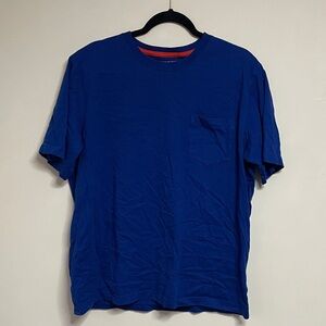 Lands End Super-T Mens Large Blue Short Sleeve Cotton Pocket T-Shirt 42-44